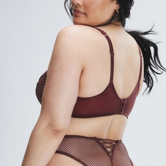 NWT Savage X Fenty Starlet Nights Unlined Lace Balconette Bra brown & black - Picture 2 of 8